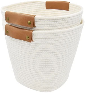 Better Homes & Gardens Medium Cotton Rope Basket, White, 2 Pieces Better Homes & Gardens Medium Cotton Rope Basket, White, 2 Pieces