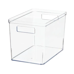 Mainstays Large Deep Clear Plastic Pantry Storage Bin Organizer with Handles, 12in x 7.5in x 8in Mainstays Large Deep Clear Plastic Pantry Storage Bin Organizer with Handles, 12in x 7.5in x 8in