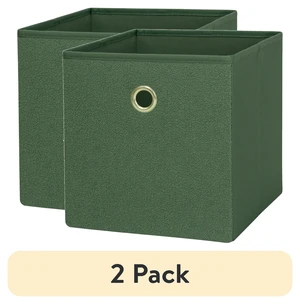 Mainstays 2-Pack Collapsible Fabric Cube Storage Bin, Green Boucle Mainstays 2-Pack Collapsible Fabric Cube Storage Bin, Green Boucle