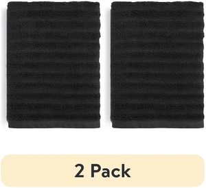 Mainstays Performance Textured Bath Towel 2 Pack Black 54 x 30Inch Mainstays Performance Textured Bath Towel 2 Pack Black 54 x 30Inch