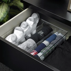 Mainstays 3-Pack Clear Plastic Drawer Organizer Divided Compartment Set Mainstays 3-Pack Clear Plastic Drawer Organizer Divided Compartment Set