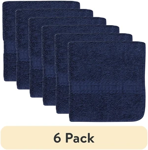 Mainstays 100% Cotton Washcloth 6 Pack, 12in x 12in, Navy Mainstays 100% Cotton Washcloth 6 Pack, 12in x 12in, Navy