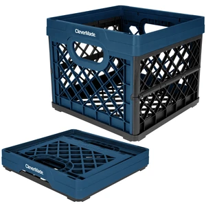 CleverMade 6.6gal Collapsible Eco Plastic Milk Crate, Folding Storage Bin, Ocean Navy CleverMade 6.6gal Collapsible Eco Plastic Milk Crate, Folding Storage Bin, Ocean Navy
