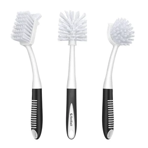 SetSail Dish Brush Set Of 3 With Bottle Brush, Long Handle And Scraper Tip, Deep Cleaning For Kitchen Sink Dishes Bottle Cup Pot Pan Tile Lines, Black SetSail Dish Brush Set Of 3 With Bottle Brush, Long Handle And Scraper Tip, Deep Cleaning For Kitchen Sink Dishes Bottle Cup Pot Pan Tile Lines, Black