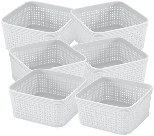Simplify 6-Pack Plastic Organizing Storage Basket Set, White Simplify 6-Pack Plastic Organizing Storage Basket Set, White