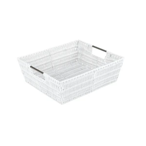 Simplify Shelf Rattan Tote Storage Basket in White Simplify Shelf Rattan Tote Storage Basket in White