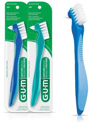 GUM Dual-Headed Hard Bristle Denture Brush, 2 Pack GUM Dual-Headed Hard Bristle Denture Brush, 2 Pack