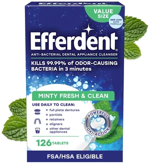 Efferdent Denture Cleaner Tablets, Minty Fresh & Clean, 126 Count Efferdent Denture Cleaner Tablets, Minty Fresh & Clean, 126 Count