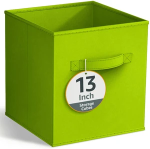 Sorbus Collapsible Fabric Cube Storage Bin (13" x 13"), Green Sorbus Collapsible Fabric Cube Storage Bin (13" x 13"), Green
