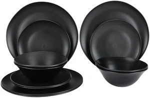 Mainstays 12-Piece Eco-Friendly Recycled Plastic Dinnerware Set, Black Mainstays 12-Piece Eco-Friendly Recycled Plastic Dinnerware Set, Black
