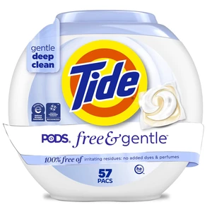 Tide PODS Free and Gentle Laundry Detergent Pacs, Hypoallergenic, Unscented, 57 Count Tide PODS Free and Gentle Laundry Detergent Pacs, Hypoallergenic, Unscented, 57 Count
