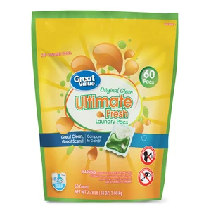 Great Value Ultimate Fresh Laundry Pacs Original Clean 60 Count Great Value Ultimate Fresh Laundry Pacs Original Clean 60 Count