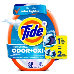 Tide Power PODS Laundry Detergent Pacs with Odor Defense + Oxi, Original Scent, 45 Count Tide Power PODS Laundry Detergent Pacs with Odor Defense + Oxi, Original Scent, 45 Count
