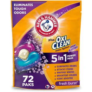 ARM & HAMMER Plus OxiClean With Odor Blasters Laundry Detergent, 5-IN-1 Power Paks, 72 Count ARM & HAMMER Plus OxiClean With Odor Blasters Laundry Detergent, 5-IN-1 Power Paks, 72 Count