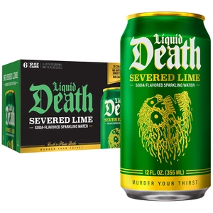 Liquid Death Severed Lime Soda-Flavored Sparkling Water, 6-Pack (12 fl oz Cans), Low Sugar, Huge Flavor, No Artificial Sweeteners Liquid Death Severed Lime Soda-Flavored Sparkling Water, 6-Pack (12 fl oz Cans), Low Sugar, Huge Flavor, No Artificial Sweeteners