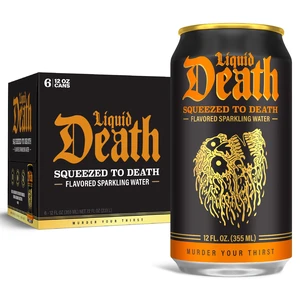 Liquid Death Squeezed to Death Orange-Flavored Sparkling Water 6-Pack 12 fl oz Cans Low Sugar Huge Flavor No Artificial Sweeteners Liquid Death Squeezed to Death Orange-Flavored Sparkling Water 6-Pack 12 fl oz Cans Low Sugar Huge Flavor No Artificial Sweeteners