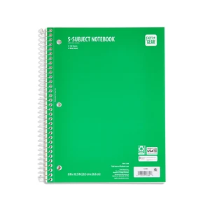 Pen+Gear 5-Subject Wide Ruled Notebook, 8x10.5in, Green Pen+Gear 5-Subject Wide Ruled Notebook, 8x10.5in, Green