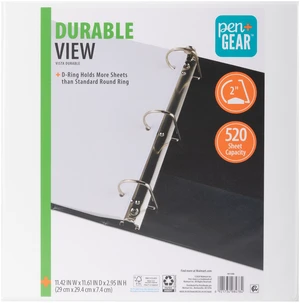 Pen+Gear Durable View Binder, 2 in Rings, 520-Sheet Capacity, White, 1 Count Pen+Gear Durable View Binder, 2 in Rings, 520-Sheet Capacity, White, 1 Count