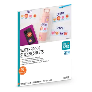 Pen+Gear Sticker Paper, Waterproof and Repositionable, 8.5 x 11 Inches, 10 Sheets, White Pen+Gear Sticker Paper, Waterproof and Repositionable, 8.5 x 11 Inches, 10 Sheets, White