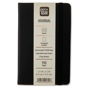 Pen+Gear Simulated Leather Journal, 3.5 x 5.5 in, 192 Ruled Pages, Black Pen+Gear Simulated Leather Journal, 3.5 x 5.5 in, 192 Ruled Pages, Black