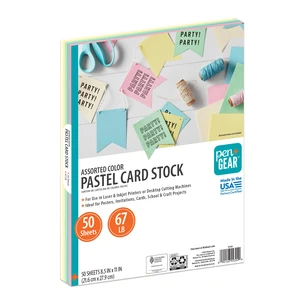 Pen+Gear Card Stock, Assorted Pastel, 8.5" x 11", 67lb, 50 Sheets Pen+Gear Card Stock, Assorted Pastel, 8.5" x 11", 67lb, 50 Sheets