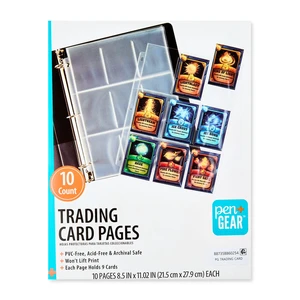 Pen + Gear 9-Pocket Protective Trading Card Pages, 8.5 in x 11 in, Clear, 10 Count Pen + Gear 9-Pocket Protective Trading Card Pages, 8.5 in x 11 in, Clear, 10 Count