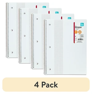 Pen+Gear 1-Subject Grid Ruled Notebook, Poly Cover, 80 Sheets, 8.5x10.5in, 4 Pack Pen+Gear 1-Subject Grid Ruled Notebook, Poly Cover, 80 Sheets, 8.5x10.5in, 4 Pack