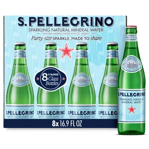 S.Pellegrino Sparkling Natural Mineral Water, 16.9 fl oz Glass Bottles, 8-Pack (1.056 Gallon) S.Pellegrino Sparkling Natural Mineral Water, 16.9 fl oz Glass Bottles, 8-Pack (1.056 Gallon)