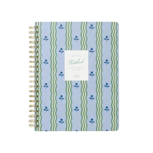 Papier To Go B5 Size College Ruled Lined Notebook Spiral Hardcover 7.1x10 Inches Stripe and Floral Print Ric Rac Blue Papier To Go B5 Size College Ruled Lined Notebook Spiral Hardcover 7.1x10 Inches Stripe and Floral Print Ric Rac Blue