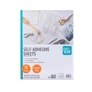 Pen+Gear Self-Adhesive Sheets 9.25"x12" Letter Size Clear 10 Sheets Pen+Gear Self-Adhesive Sheets 9.25"x12" Letter Size Clear 10 Sheets