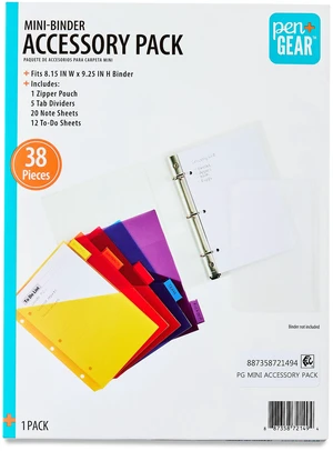 Pen+Gear 38-Piece Mini-Binder Accessory Pack, Zipper Pouch, Tab Dividers and Note Sheets Pen+Gear 38-Piece Mini-Binder Accessory Pack, Zipper Pouch, Tab Dividers and Note Sheets