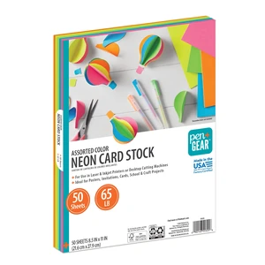 Pen+Gear Assorted Neon Card Stock, 8.5" x 11", 65 lb, 50 Sheets Pen+Gear Assorted Neon Card Stock, 8.5" x 11", 65 lb, 50 Sheets
