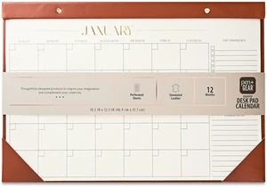 Pen+Gear 12-Month Undated Simulated Leather Desk Pad Calendar, Medium Cognac Brown, 18.5 x 12.5 Inches Pen+Gear 12-Month Undated Simulated Leather Desk Pad Calendar, Medium Cognac Brown, 18.5 x 12.5 Inches