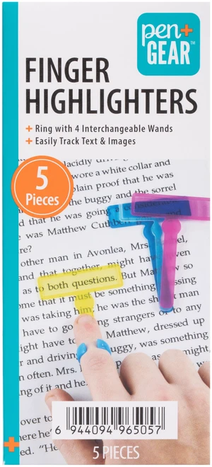Pen+Gear Finger Reading Highlighter Adaptive Set, 5 Pieces, 1 Ring and 4 Interchangeable Wands Pen+Gear Finger Reading Highlighter Adaptive Set, 5 Pieces, 1 Ring and 4 Interchangeable Wands