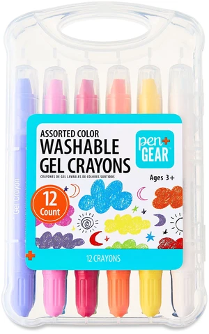Pen+Gear Assorted Colors Washable Gel Crayons, 12 Count Pen+Gear Assorted Colors Washable Gel Crayons, 12 Count