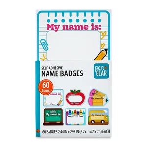 Pen+Gear Self-Adhesive Name Badge Labels, 2.44in x 2.95in, 60Count, Assorted Colors Pen+Gear Self-Adhesive Name Badge Labels, 2.44in x 2.95in, 60Count, Assorted Colors