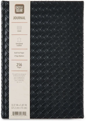 Pen+Gear Woven Simulated Leather Journal, Black, 8.37in x 5.87in, 256 Lined Pages Pen+Gear Woven Simulated Leather Journal, Black, 8.37in x 5.87in, 256 Lined Pages