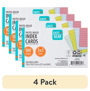 Pen+Gear Ruled Index Cards, Pastel Colors, 3"x5", 100 Count, 4 Pack Pen+Gear Ruled Index Cards, Pastel Colors, 3"x5", 100 Count, 4 Pack