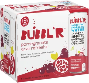 BUBBL'R Antioxidant Sparkling Water Pomegranate Acai Refresh'r 12 fl oz 6 Pack Cans BUBBL'R Antioxidant Sparkling Water Pomegranate Acai Refresh'r 12 fl oz 6 Pack Cans