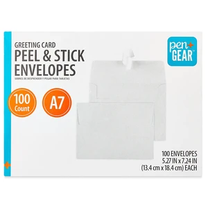 Pen+Gear A7 Greeting Card Peel and Stick Envelopes, White, 5in x 7in, 100 Count Pen+Gear A7 Greeting Card Peel and Stick Envelopes, White, 5in x 7in, 100 Count