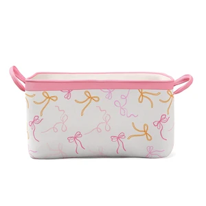 Mainstays Kids Medium Canvas Storage Basket with Handles, Pink Bows Mainstays Kids Medium Canvas Storage Basket with Handles, Pink Bows