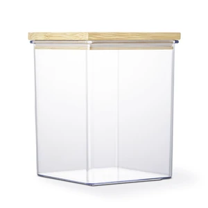 Thyme & Table 9-Cup Medium Pantry Food Storage Container, Clear Plastic with Bamboo Lid Thyme & Table 9-Cup Medium Pantry Food Storage Container, Clear Plastic with Bamboo Lid