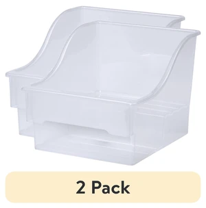 (2 Pack) Mainstays 2-Tier Medium Clear Plastic Pantry Bin, 10in x 8.25in x 7.2in (2 Pack) Mainstays 2-Tier Medium Clear Plastic Pantry Bin, 10in x 8.25in x 7.2in