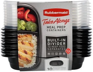 Rubbermaid TakeAlongs 3.7Cups Meal Prep Food Storage Container with Built-In Divider (Includes 10 Containers + 10 Lids) Rubbermaid TakeAlongs 3.7Cups Meal Prep Food Storage Container with Built-In Divider (Includes 10 Containers + 10 Lids)