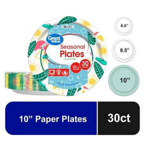 Great Value Seasonal Disposable Paper Plates, 10in, 30Count Great Value Seasonal Disposable Paper Plates, 10in, 30Count