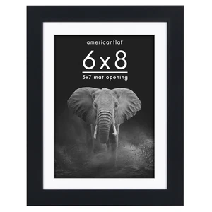 Americanflat 6x8 Picture Frame with Shatter-Resistant Glass and 5x7 Mat, Soho Collection - Black Americanflat 6x8 Picture Frame with Shatter-Resistant Glass and 5x7 Mat, Soho Collection - Black