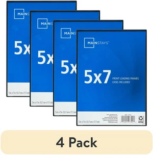 Mainstays 5x7 Picture Frame 4-Pack, Black, Front Loading Wall or Tabletop Photo Frame Mainstays 5x7 Picture Frame 4-Pack, Black, Front Loading Wall or Tabletop Photo Frame