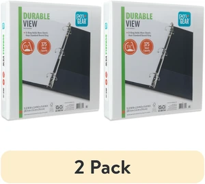 Pen+Gear Durable View 1.5in D-Ring Binder, White (2 Pack) Pen+Gear Durable View 1.5in D-Ring Binder, White (2 Pack)