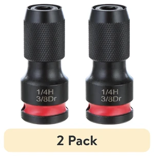 Hyper Tough Quick-Release Impact Adapter 2-Pack, 3/8in Drive to 1/4in Hex Female Socket Hyper Tough Quick-Release Impact Adapter 2-Pack, 3/8in Drive to 1/4in Hex Female Socket