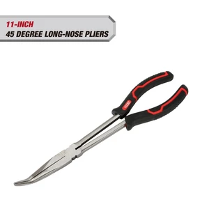 Hyper Tough 11in 45-Degree Long Nose Plier with Ergonomic Soft Grip Handles Hyper Tough 11in 45-Degree Long Nose Plier with Ergonomic Soft Grip Handles
